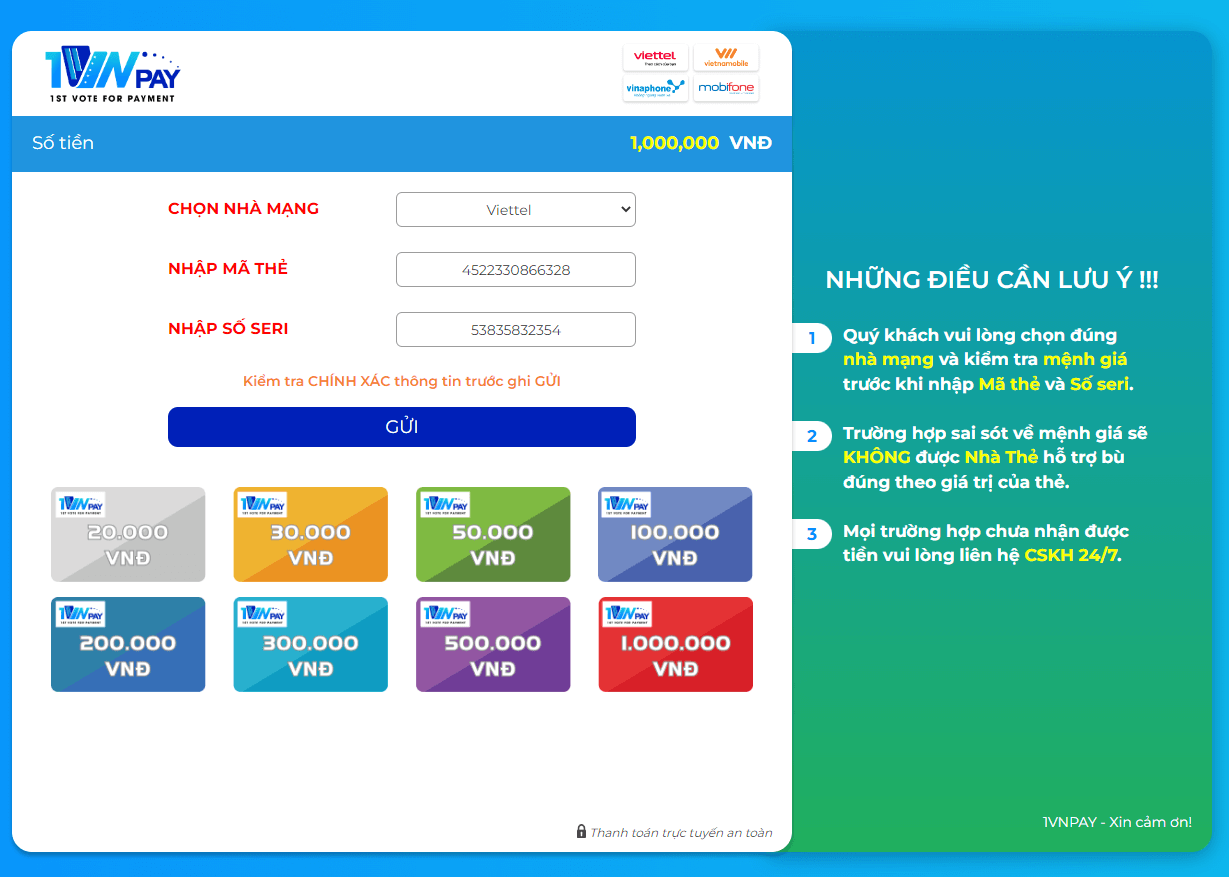 Hoàn tất thủ tục chuyển tiền bằng thẻ tại nhà cái 8Day