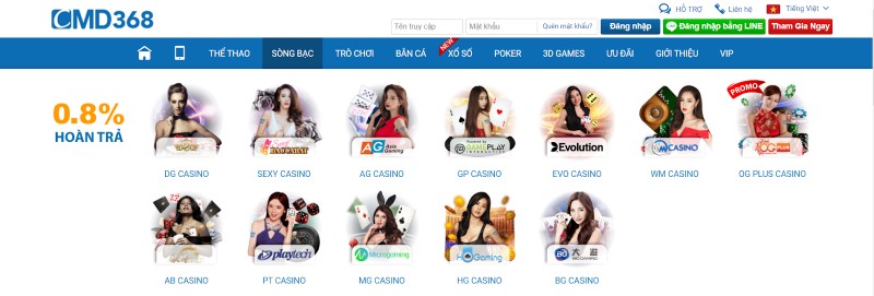 Giới thiệu sơ lược về Casino nhà cái CMD368