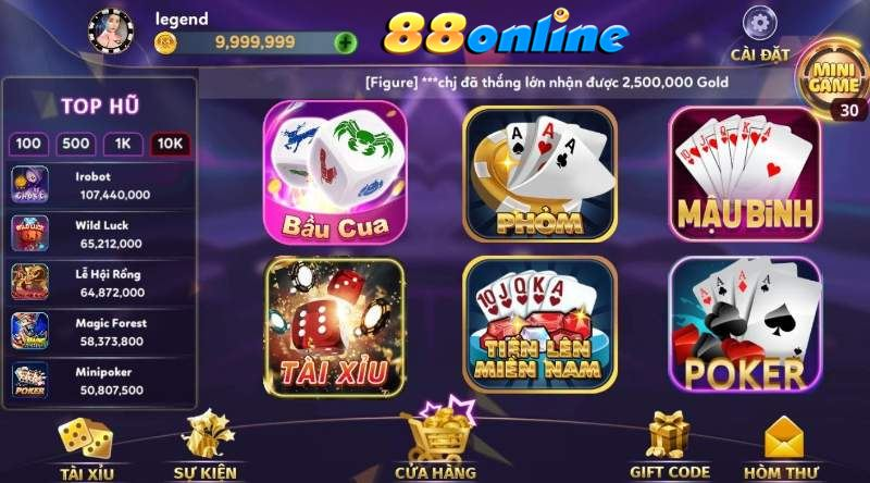Các trò chơi bài lôi cuốn tại 88online