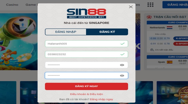 Hướng Dẫn Cách Đăng Ký Sin88 Dành Cho Người Mới